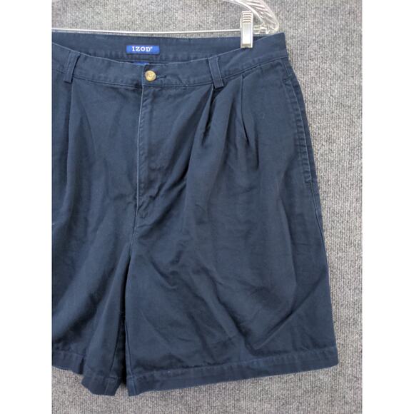 Mens Izod Chino Shorts Size 36 Blue Button Back Pockets 100% Cotton - Picture 4 of 9